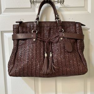 Large,brown ,braided leather bag ,Escada Sport